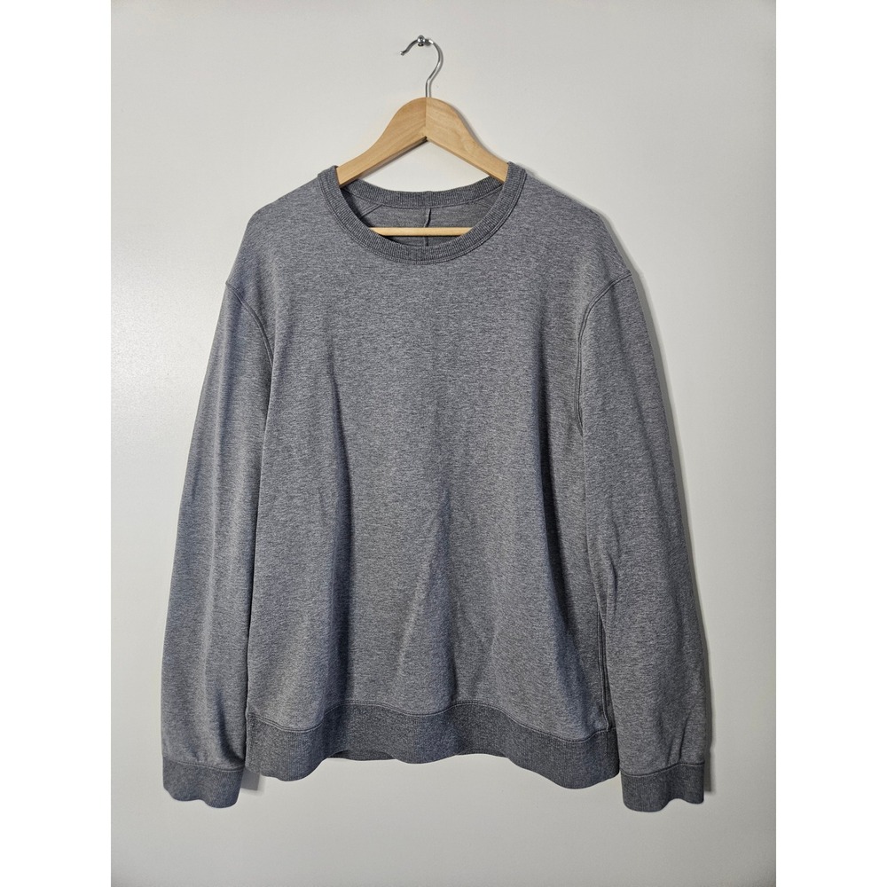 Lululemon Engineered Warmth Long Sleeve Crew Neck Sweater Grey Mens XL Zip‎ Hem
